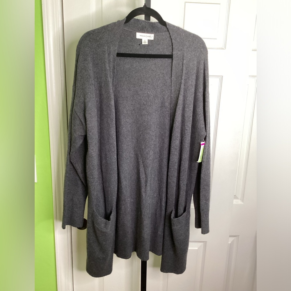 Treasure & Bond Dark Gray Cardigan Sweater, size M, NWT